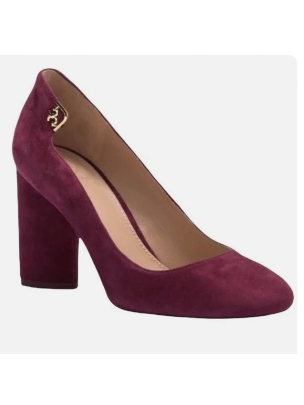 Tory Burch Elizabeth Round-Toe 85MM Pump Port Plum Chunky Heel Size 10.5
